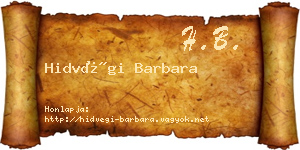 Hidvégi Barbara névjegykártya